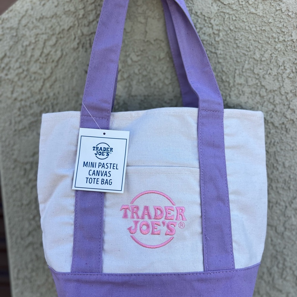 Pastel Canvas Tote Bag - Lavender and Cream
